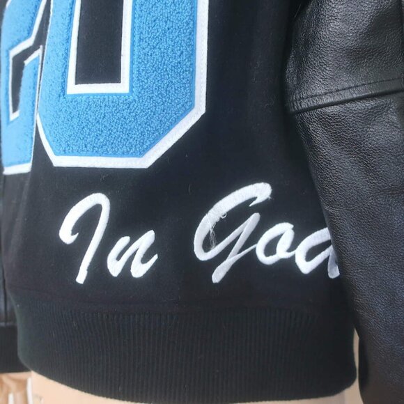 Supreme King Leather-Sleeve Hooded Varsity Jacket Black Size Medium - Picture 7 of 10